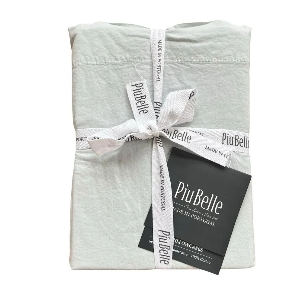 PiuBelle Portugal Gray Cotton Percale Pillowcases Set of 2 Standard Piu Belle